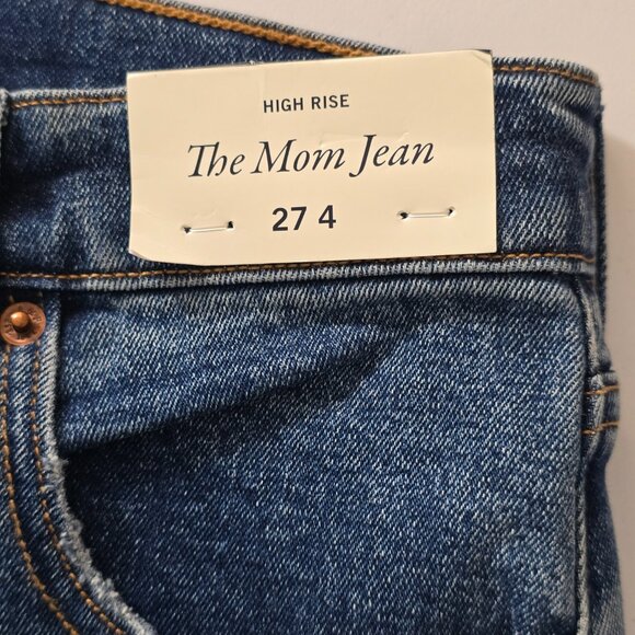 Abercrombie & Fitch High Rise Mom Jeans 27 Blue Distressed NWT - Picture 4 of 6